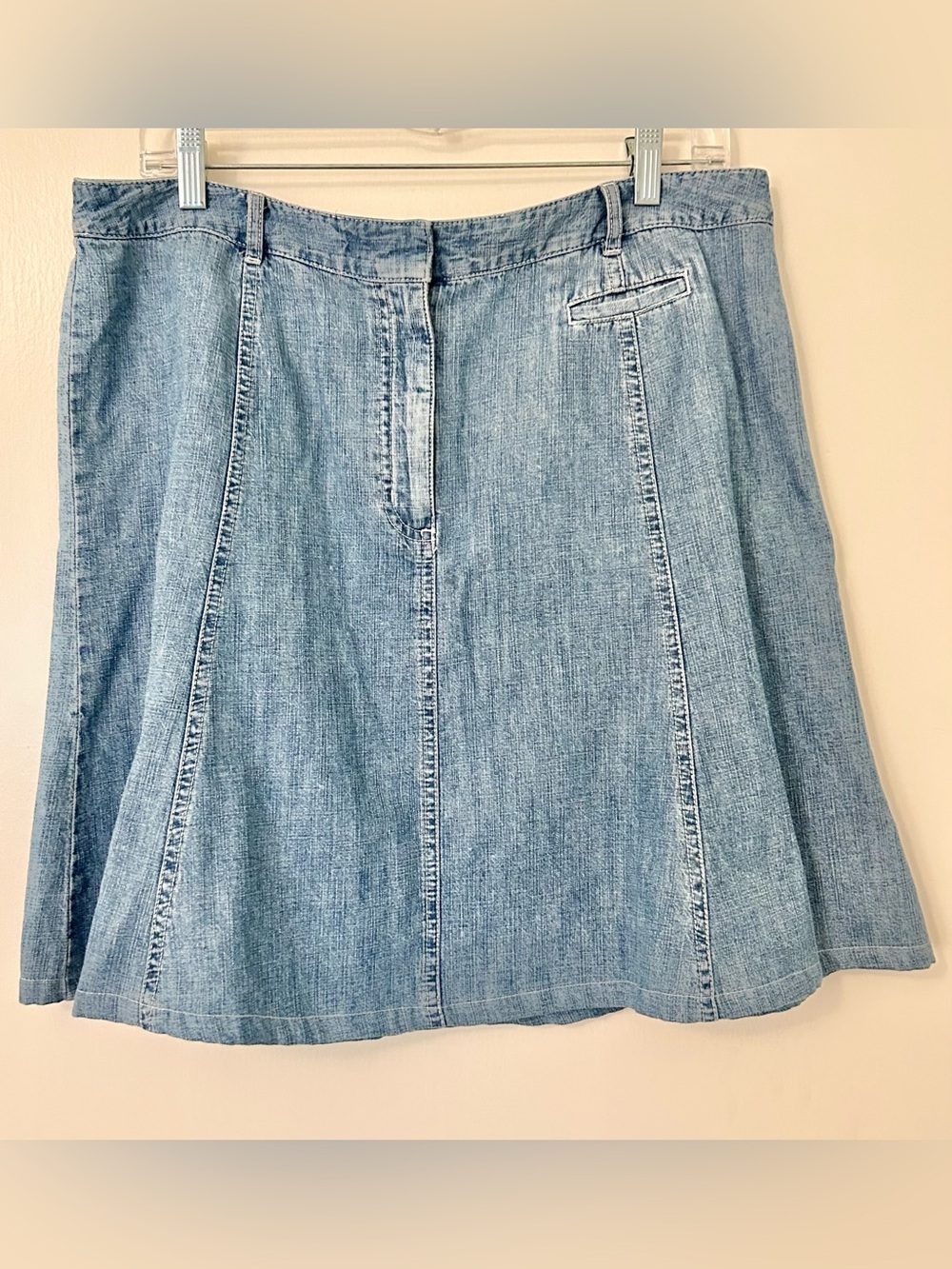 L.L.Bean Lightweight Denim A-Line Skirt in Blue Size 14/16 Petite